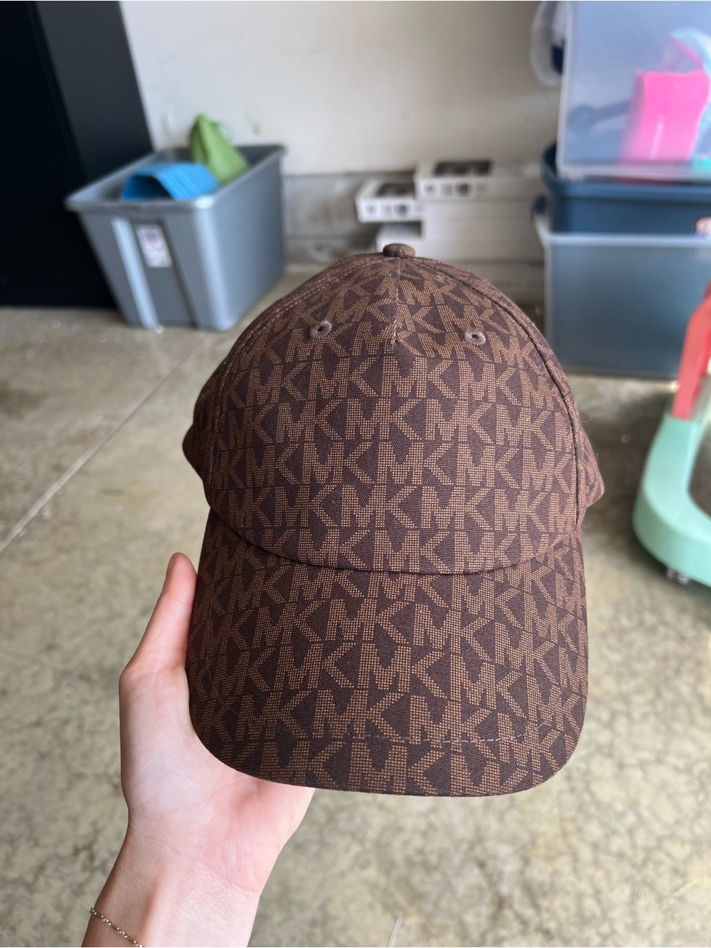 Michael Kors Dark Brown MK Monogram Baseball Cap